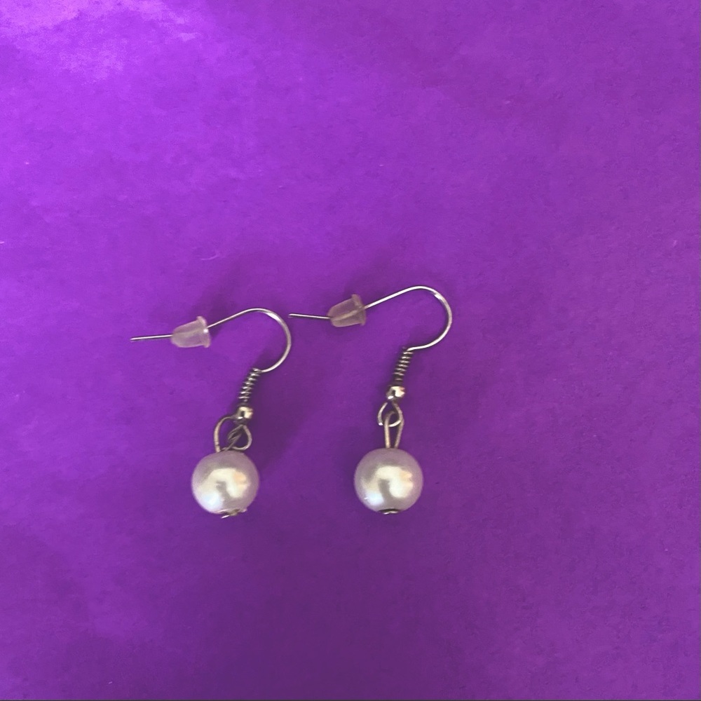 HANDMADE WHITE FAUX PEARL EARRINGS